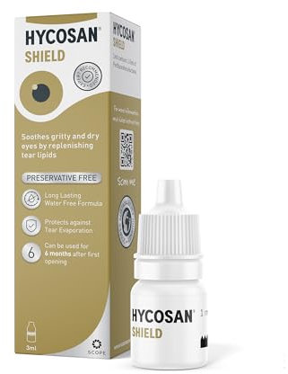 Hycosan Shield Eye Drops – Preservative Free Single Ingredient Formula for Management of Dry Eyes – 280 Applications – 3ml