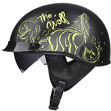 SDFGDFD Motorradhelm Retro Halbhelm Chopper Helm DOT/ECE Zertifizierung Klassisch Motorradhelm Erwachsene Damen Und Herren Mit Sonnenblende Halbschalenhelm Halbschale Jethelm