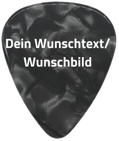 Plektrum mit Wunschtext oder Wunschbild - Personalisiertes Plektrum mit Druck - Individuell und schnell gestalten mit Wunsch-Druck - mit eigenem Bild oder Text (Medium, Schwarz (Perlmutt))