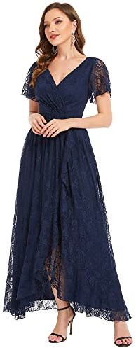 Ever-Pretty Women's A Line Empire Waist V Neck Lace High-Low Elegant Evening Dresses EE01489