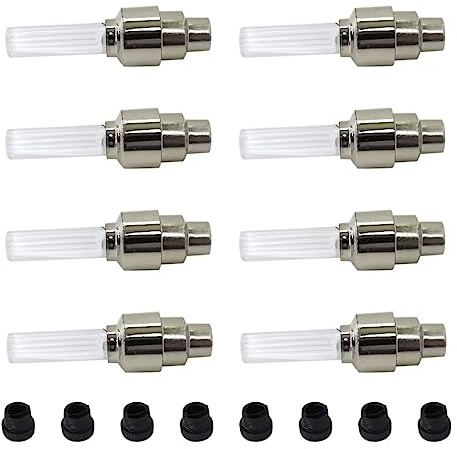 8 Pack Bike Bicycle Car Valve Stem Cap LED Light, Water Resistant Motorcycle Wheel Tire Light Lamp (Cylindrical, Colored)