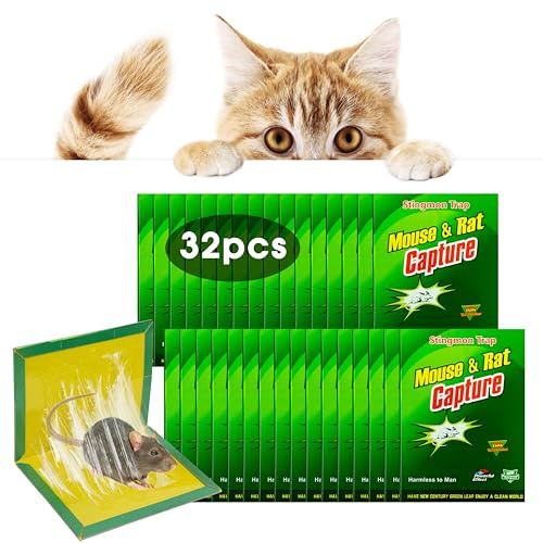 Trampas para Ratones | 32 Piezas Trampa Ratas | Mata Ratas Potente | Pegamento Ratas | Trampa Ratones | Pegamento Ratones | Trampa Adhesiva para Ratones | Apto para Ratones y Ratas