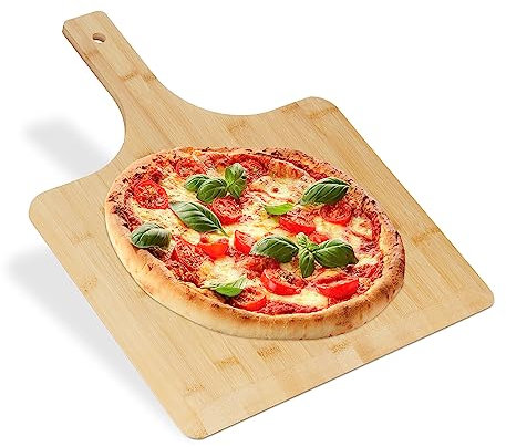 Relaxdays Pizzaschieber XXL, Bambus, 50x38 cm, eckig, Pizzaschaufel, abgerundete Kanten, mit Griff, Brotschieber, Natur