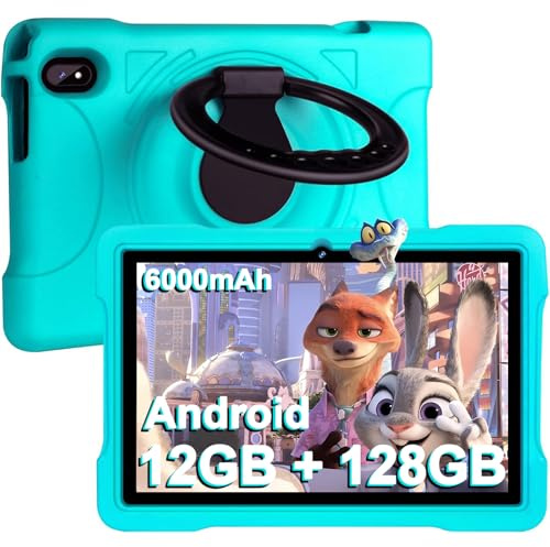 AOCWEI Tablet X700 da 10 pollici, Android 13 per Bambini, 12 (6 + 6) GB RAM + 128 GB ROM, 512 GB, 5 GWiFi, Octa-Core, 6000 mAh, 2,0 GHz, con scheda animale, protezione per Bambini, Colore Verde