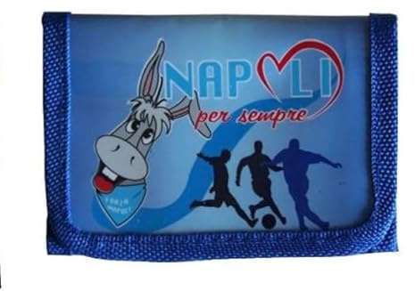 Napoli Portafogli calcio per bambino, wallet Partenopei per ragazzo, chiusura a strappo velcro.