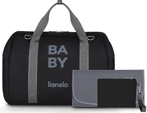 lionelo Ida Mom Bag Sac pour Poussette avec 2 Poches isothermes internes pour biberons, lingettes humides, Matelas à Langer, Sac cosmétique, Sangle pour Fixation à la Poussette (Black)
