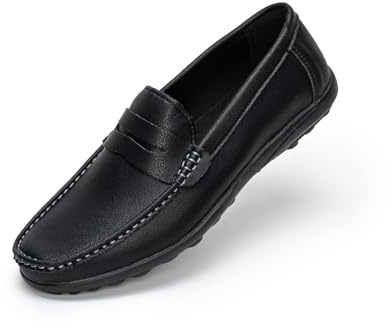 Rusffes Men's Loafers Flat Slip-on Driving Shoes Breathable Casual Moccasin Shoes Black 8uk