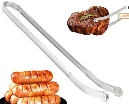 Lot de 2 pinces à barbecue - En acier inoxydable - Pour la cuisson - 38 cm - Rotatives - Avec longue poignée - Pour saucisses - Pour la cuisine