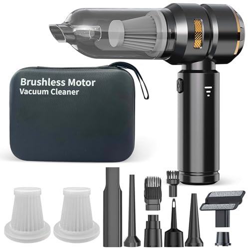 Funmo Aspirador de Mano,16000 PA Alta Potencia de Succión,Miniaspiradora de Coche Inalámbrica,Soplador de Aire Comprimido,Aspiradora de Mano Portátil,paraCoche,Hogar,Oficina