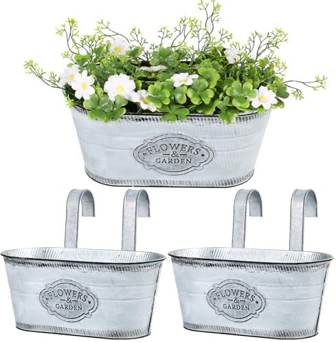 BOOMTOP 2pz Vasi Pensili Metallo da Appendere con Gancio Vintage Rettangolare Portafiori Vasi di Fiori da Appendere Fioriera Sospesa Metallo Decorazione Interna Esterna Giardino Balcone Casa