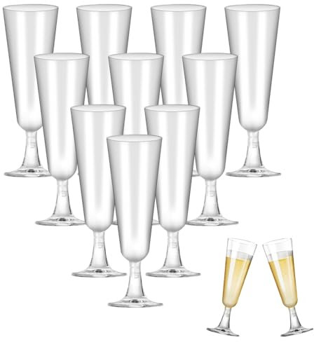 WEFHEF 25PCS Copas de Champán de Plástico, Copas de Vino Plastico 160ml, Copas Plastico Duro Reutilizable, Cava De Vino Transparente, Copas de Cava para Bodas, Cumpleaños, Fiestas