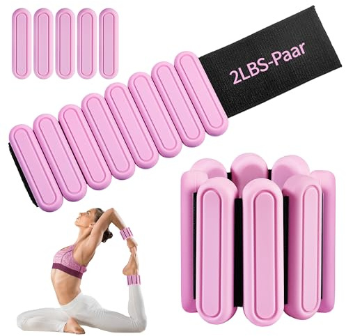 Chumix Verstellbare Handgelenkgewichte 2 Stück (Je 0.45kg / 0.9kg), Tragbare Gewichtsmanschetten mit Klettverschluss Gewichte für Arme und Beine, Ankle Weights für Pilates, Yoga, Tanz, Aerobic