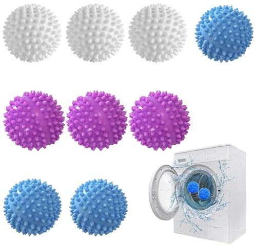 9 piezas de bolas de secado para secadora, bolas de secado, bola de secado, bolas de secado reutilizables, bola de secado, bola de lavar para lavadora, bolas de secado para ropa del hogar (azul