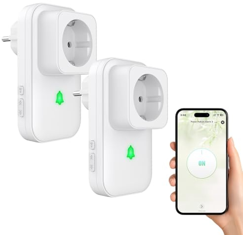 COTINSE 2 Pack Rilevatore di Interruzione di Corrente WiFi, Presa d'Allarme per Blackout Tuya WiFi con App Smart Life, 3 Livelli di Volume fino a 110 dB per Acquario/Frigorifero