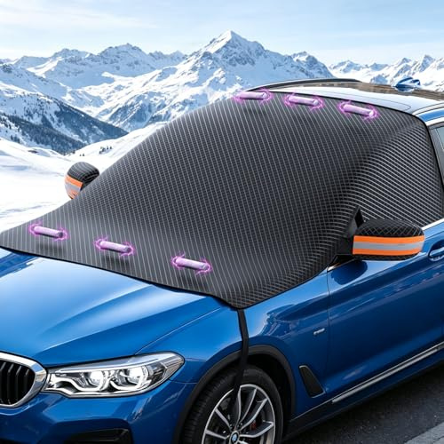 LUYIEDHA Copri Parabrezza Auto Inverno, Copertura Auto Magnetico, Copertura Parabrezza Auto, Telo Antighiaccio, Antigelo, Resistente a Neve, Polvere, Raggi UV, per Maggior Parte dei Veicoli (A)