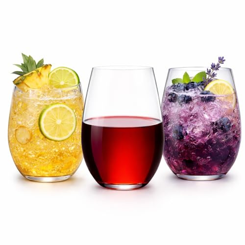 Oojami 36 Pack Stemless Plastic Wine Glasses 10 oz - Crystal Clear Disposable Wine Cups, Shatterproof BPA-Free Recyclable, Unbreakable Cocktail Cups for Parties, Weddings, Pool, Outdoor Events