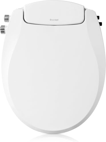 Brondell Swash Asiento de bidé no eléctrico para inodoro redondo, con doble boquilla y agua a temperatura ambiente, de fácil instalación, blanco