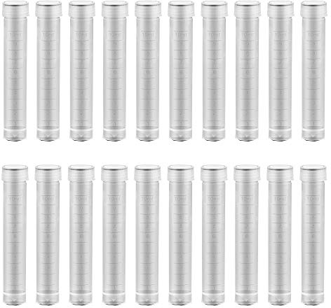 HUAZIZ 20 Piezas Tubo de Muestras, Tubos de Ensayo Congelados, Tubos de Ensayo de Plástico con Tapa y Marcas Graduadas, para Laboratorio, 9.5cm x 1.5cm, 10ml