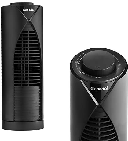 Emperial Tower Fan, 13 Desktop Mini Fan, 3 Fan Speeds, Portable Desk Fan, Automatic Oscillation, Quiet Cooling - Black