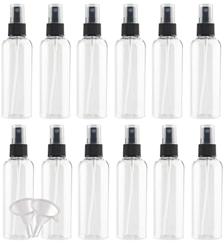 YANCAER 24 Pezzi Trasparente 100 ml Bottiglie Spray con Testa di Spruzzo Nera,Bottigliette Spray Vuote Set in Plastica, Flaconi Spray da Viaggio, Aereo Contenitori da Viaggio per Cosmetici