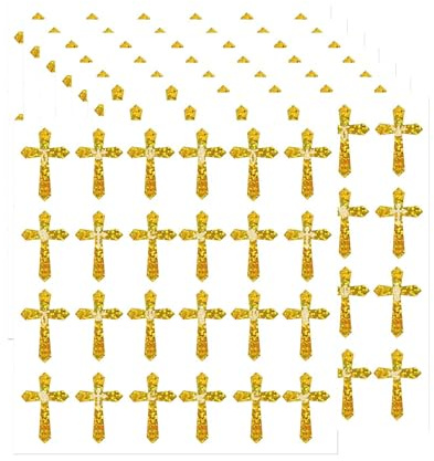 600 adesivi per bambini a forma di croce in vinile, etichette decorative dorate con Gesù cristiano, adesivi religiosi a croce in vinile, decorazione artistica per chiesa, classe, feste, bomboniere,