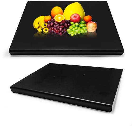 Planches à Découper en Acrylique Cuisine avec Lèvre de Comptoir, Planche à Transparente Antidérapante Protecteur Restaurant, pour Pain Viande Poisson Légumes Fruits (Noir, 45x40x3cm)
