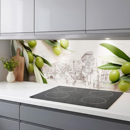 Rodnik Küchenrückwand – monolithische ABS-Platte mit Direktdruck, formstabil und langlebig. Große Motivauswahl (Grüne Oliven)