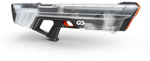 SPYRA SpyraGO Pistola ad Acqua - Pistola ad Acqua Elettronica, Automatica di Alta qualità - Gittata di 9 Metri, Display a LED, Ricarica Rapida, Giocattolo Estivo per Bambini e Adulti Trasparente