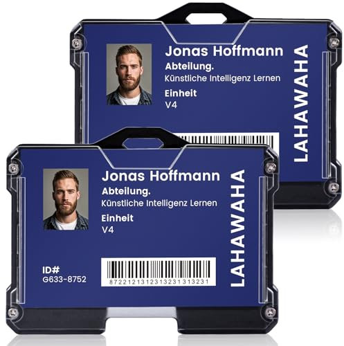LAHAWAHA Horizontal Ausweishüllen,Ausweishalter mit Schlüsselband,und 4 Kartenfächern (2 Stück,schwarz).