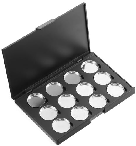 VOANZO DIY Magnetic Eyeshadow Palette – Tom Magnetic Cosmetic Dispenser Case, Magnetisk plastskal för ögonskugga, Läppstift, Blush Powder, med 12 delar av metallpannor