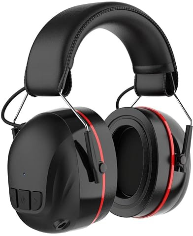 Bluetooth 5.4 Gehörschutzkopfhörer mit wiederaufladbarem Akku,120 Stunden Betriebszeit,30dB SNR,Ohrenschützer mit Geräuschunterdrückung zum Mähen/ Holzarbeiten/Landschaftsbau(Silikon Ohrenschützer)