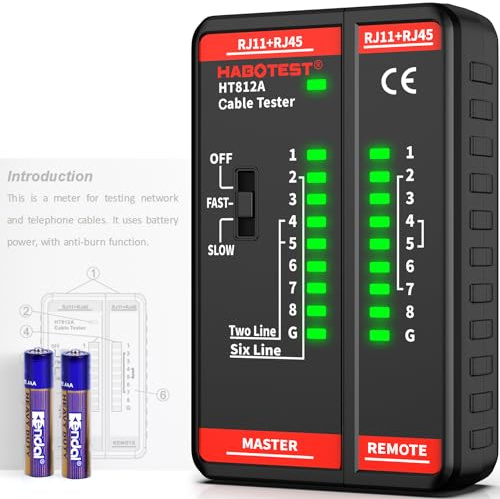 Network Ethernet Cable Tester for LAN RJ45 RJ11 CAT5 CAT5E CAT6 CAT6A CAT7, Ethernet Wire Tester Tool UTP/STP Continuity Test for Telephone Line Finder Home Repair