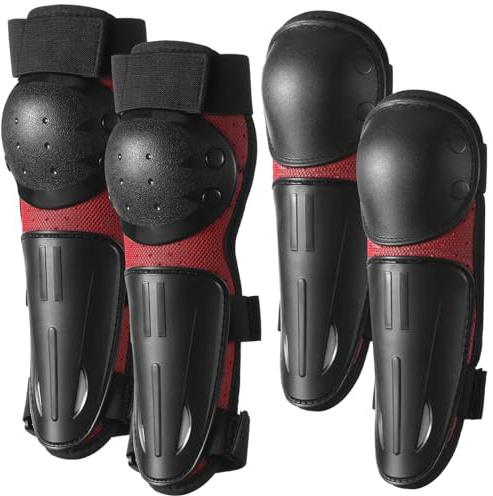 Ensemble de genouillères et coudières réglables pour enfants - En coque rigide respirante - Pour moto, dirt bike, vélo et patinage