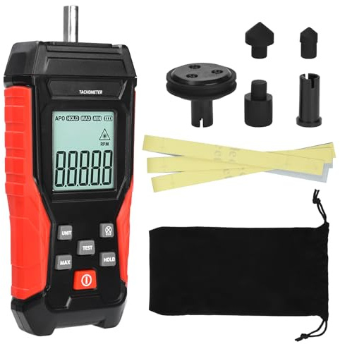 Digital varvräknare, tachometer 2-i-1 optisk (3–99 999 varv/min) & kontakt (3–19 999 varv/min), 50–500 mm mätavstånd, 0,8 s reaktion, Max/Min/Genomsnitt för bil, industri