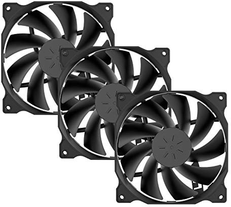 upHere 120mm Silent Fan for Computer Cases Cooling Ultra Quiet High Airflow Computer Case Fan, 3- Pack,12BK3-3