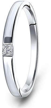 MIORE Ring für Damen Schmuck Weißgold 9 Karat/ 375 Gold Diamant Solitär VerlobungsRing für mit Diamant Prinzessschliff 0.06 ct