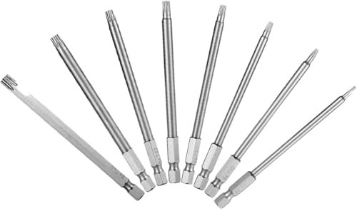 Gasea 8 Piezas Tornillo Magnético Hexagonal Torx Tornillo, Puntas de Torx de Seguridad Destornillador Bit, Juego de Puntas de Destornillador Eléctrico de Seguridad- 150mm