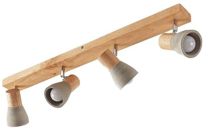 Lindby Deckenlampe Holz Beton, Deckenstrahler schwenkbar und drehbar 4x E14 max. 8W ohne Leuchtmittel Strahler Spots Deckenleuchte