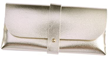 TENDYCOCO Étui À Lunettes En Cuir Pvc Souple Doré Avec Boucle Et Double Coque Protection Compacte Pour Lunettes De Soleil Et De Vue Idéal Sac À Main Et Déplacement