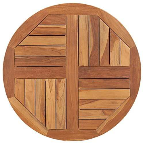 INLIFE Tischplatte Massivholz Teak Rund 2,5 cm 70 cm,5.8kg,48985