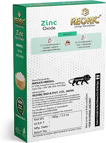 QURA Polvo de Óxido de Zinc para la Piel y Cara, Nanopartículas ZnO, Protector Solar y Pintura (100