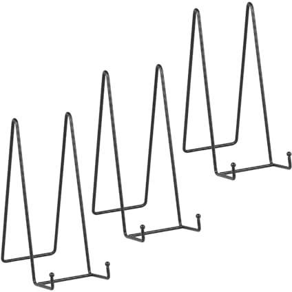 Chevalet Support Presentoir Porte Assiette - Noir Metal Support Assiette Decorative - Support Cadre Photo de Table - Présentoir de Fer pour Plaque | Livre Cuisine | Carte Postale | CD | Art - 25,4cm