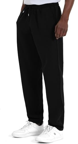ROSS CAMP Pantalones de chándal para hombre, pantalones largos de algodón, pantalones de ocio, pantalones de entrenamiento, pantalones de chándal para correr, anchos y modernos, Negro , 4XL