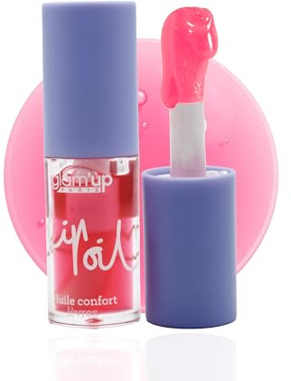 Glam'Up Paris - Lip Oil - Haute Brillance Hydrating Plumping Lip Oil - Huile pour les Lèvres - Hydratant et Repulpant - Fini non Collant - Ultra Glossy Lips - Applicateur Extra Large - Strawberry