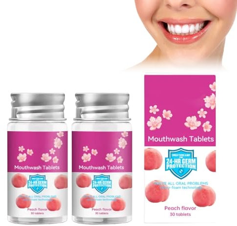 Grgowe Mouthwash 2Pc Enjuague Bucal,Tabletas Refrescantes Aliento,Enjuague Bucal Desechable,Enjuagues Bucales De Tamaño De Viaje,Eliminar El Mal Aliento De Boca,Para Un Aliento Fresco (honey peach)