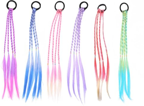 UEAVOID 6 Pezzi Trecce Extension Capelli per Bambina, Estensione dei Capelli Colorati con Elastico, Treccine Magiche Bambina, Regali Natale Bambini per Ragazze Partito Festival (Colorato)