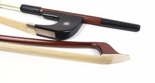 YoungMonic 3/4 aufrechter Kontrabassbogen Brasilholz Deutscher Bogen natürlich ungebleicht Mongolei Bogen Haar gut ausbalanciert (01)