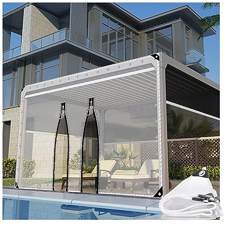 Bâche transparente robuste avec fermeture éclair pour porte - Housse imperméable pour pergola, terrasse - Dimensions : 1,8 x 6 m (H x l x l)
