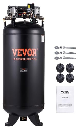 VEVOR 80 Gallons Air Compressor, 6.5HP 15.5SCFM@90 PSI Oil-Free Air Compressor Tank with 145PSI Max Pressure, 86dB Quiet Air Tank for Industrial Manufacturing, Air Brushing, Spraying (3-Phase Power)