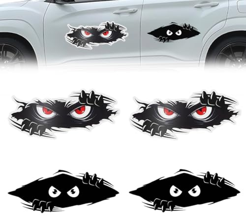 LAKJUOZ 4 Pezzi Adesivi Auto Adesivo 3D A Forma Di Occhi Malvagi Sticker Personalizzati Interessante Adesivi Auto Esterni Sbirciatina 3D Adesivi Monster Adesivi Scooter Per Auto Camera Da Letto